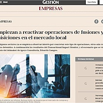 Se empiezan a reactivar operaciones de fusiones y adquisiciones en el mercado local